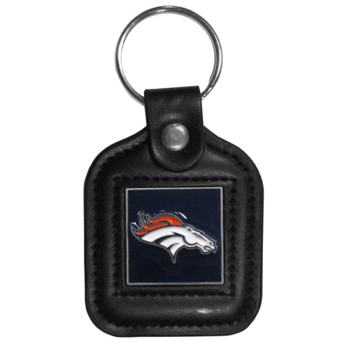 Denver Broncos Square Leather Key Chain