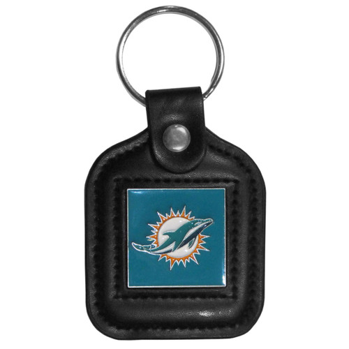 Miami Dolphins Square Leather Key Chain