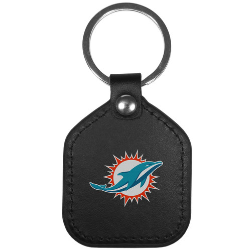 Miami Dolphins Leather Square Key Chain
