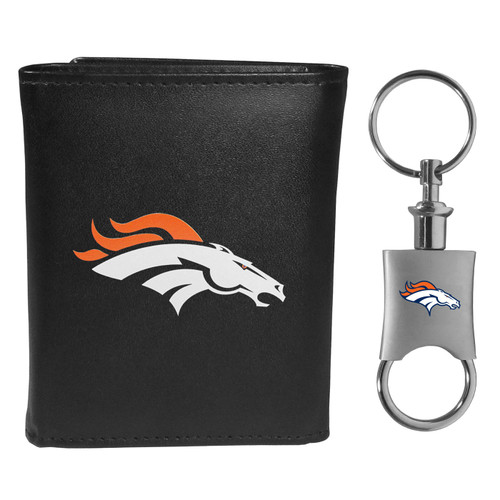 Denver Broncos Leather Tri-fold Wallet & Valet Key Chain