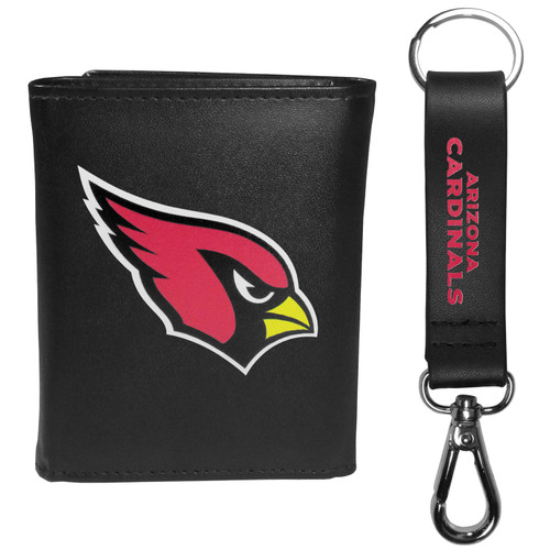 Arizona Cardinals Leather Tri-fold Wallet & Strap Key Chain