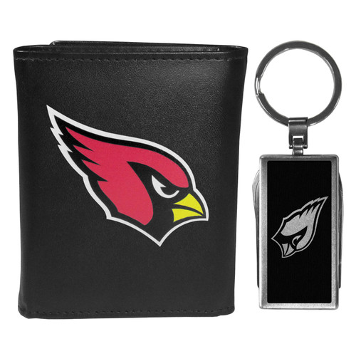 Arizona Cardinals Leather Tri-fold Wallet & Multitool Key Chain