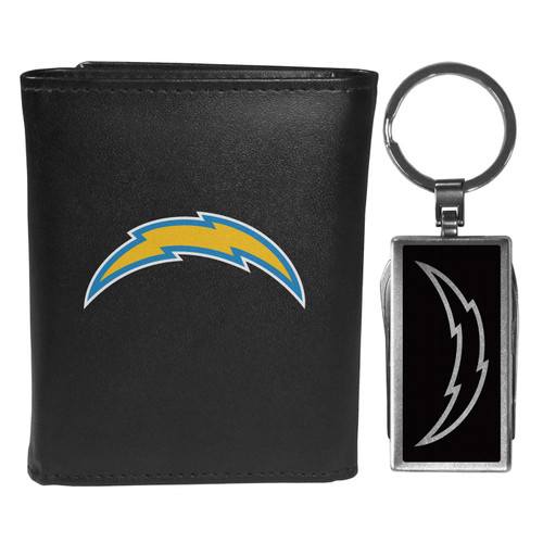 Los Angeles Chargers Leather Tri-fold Wallet & Multitool Key Chain