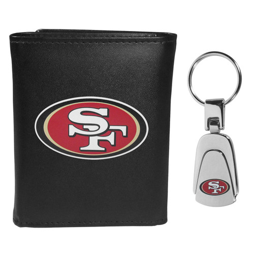 San Francisco 49ers Leather Tri-fold Wallet & Steel Key Chain