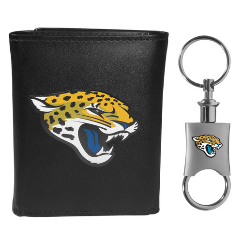 Jacksonville Jaguars Leather Tri-fold Wallet & Valet Key Chain