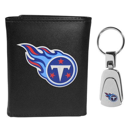 Tennessee Titans Leather Tri-fold Wallet & Steel Key Chain