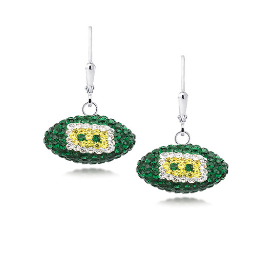 Green Bay Packers Crystal Silver Earrings