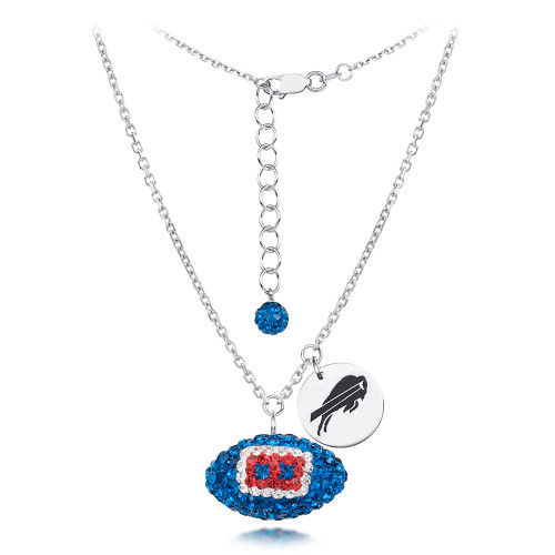 Buffalo Bills Silver Necklace w/Crystal Football