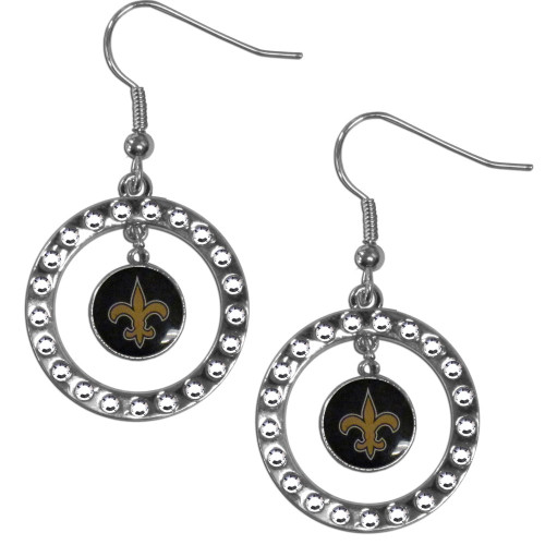 New Orleans Saints Rhinestone Hoop Earrings