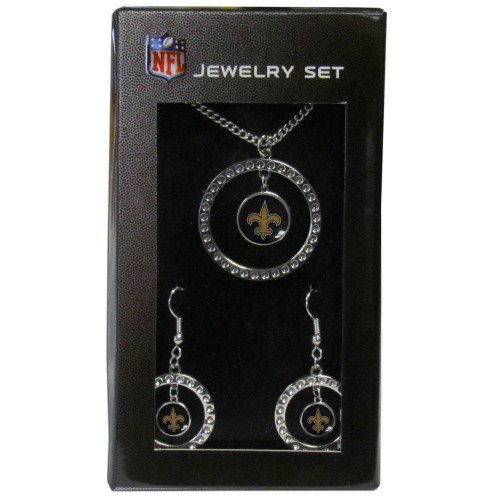 New Orleans Saints Rhinestone Hoop Jewelry Set