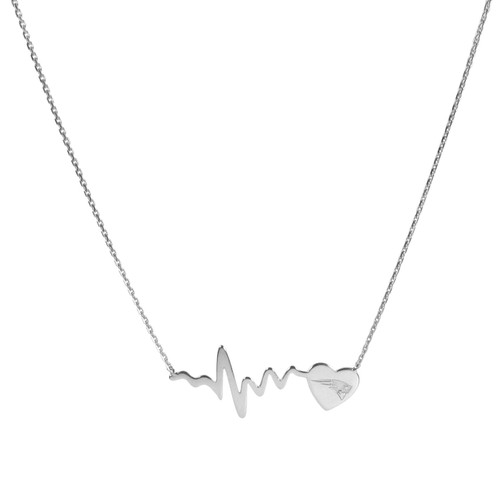 New England Patriots Sterling Silver Heartbeat Necklace