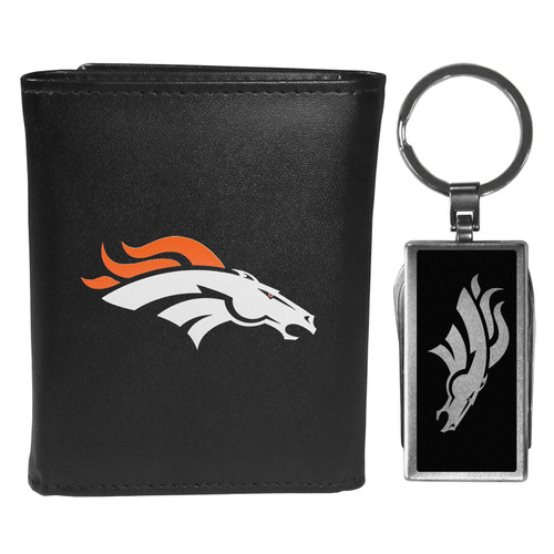 Denver Broncos Black Tri-fold Wallet & Multitool Key Chain