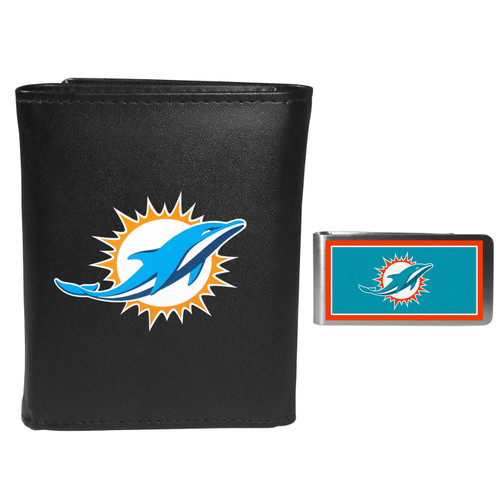 Miami Dolphins Tri-fold Wallet & Color Money Clip