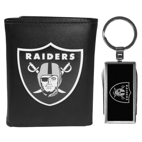Las Vegas Raiders Black Tri-fold Wallet & Multitool Key Chain