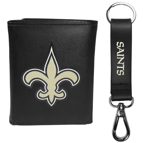 New Orleans Saints Tri-fold Wallet & Strap Key Chain