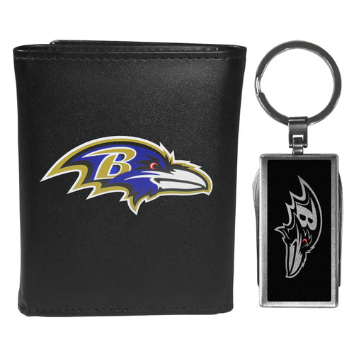 Baltimore Ravens Black Tri-fold Wallet & Multitool Key Chain