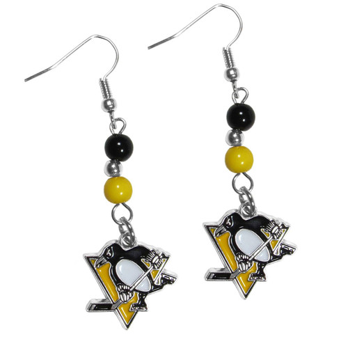 Pittsburgh Penguins Fan Bead Dangle Earrings