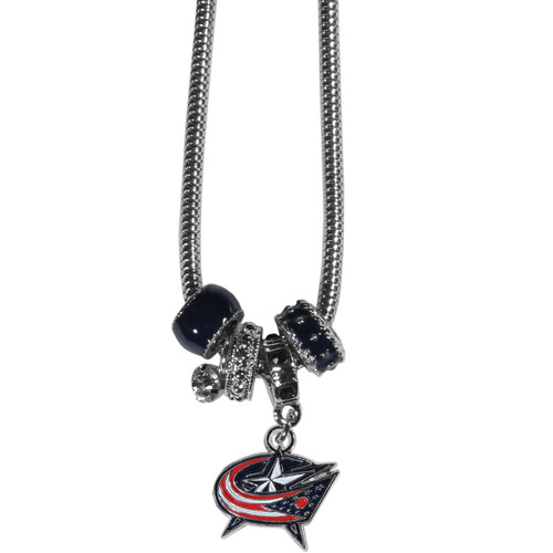 Columbus Blue Jackets Euro Bead Necklace