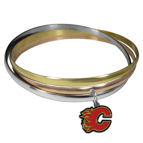 Calgary Flames Tri-color Bangle Bracelet