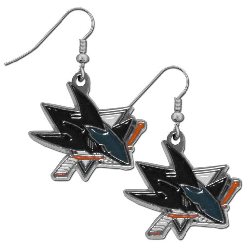 San Jose Sharks Chrome Dangle Earrings