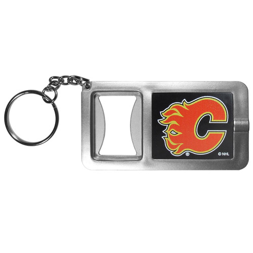 Calgary Flames Flashlight Key Chain with Bottle Opener
