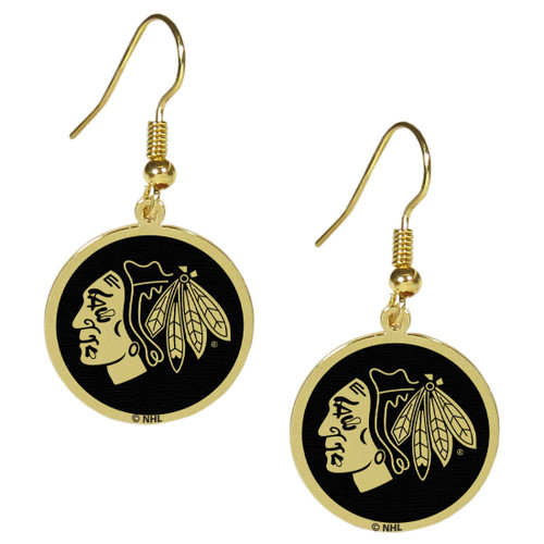 Chicago Blackhawks Gold Tone Earrings