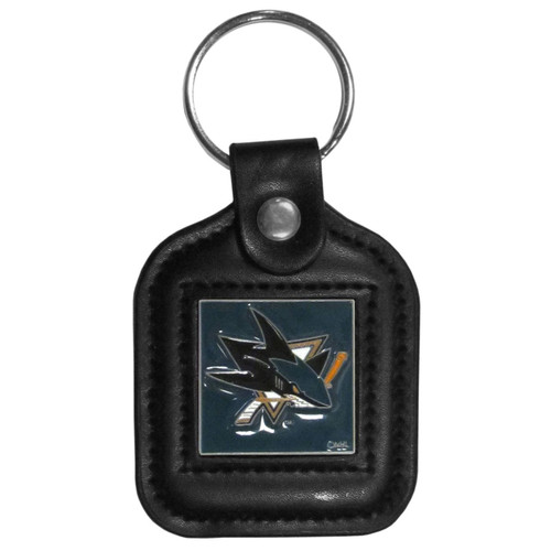 San Jose Sharks Square Leather Key Chain