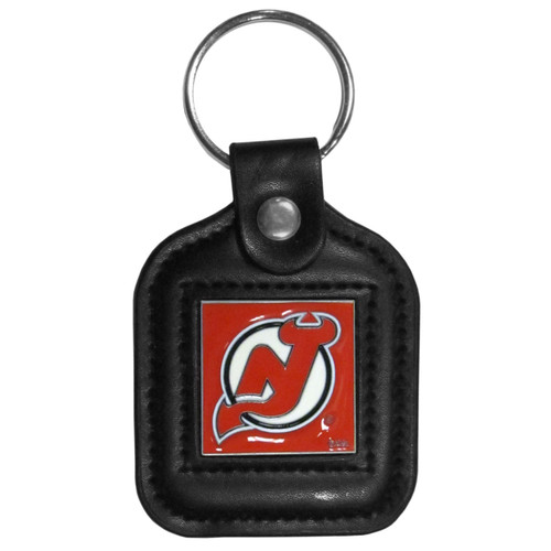 New Jersey Devils Square Leather Key Chain