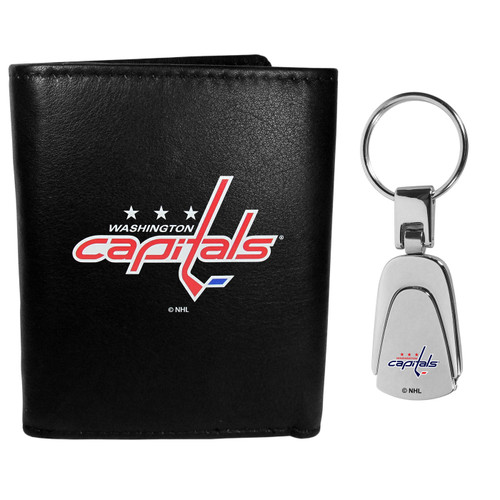 Washington Capitals Leather Tri-fold Wallet & Steel Key Chain