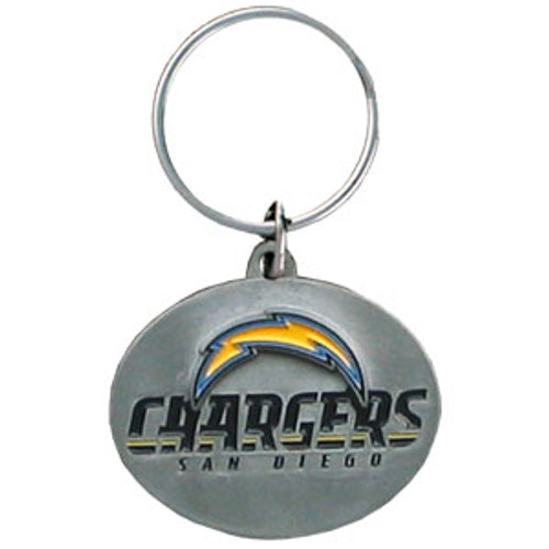 Los Angeles Chargers Oval Carved Metal Key Chain