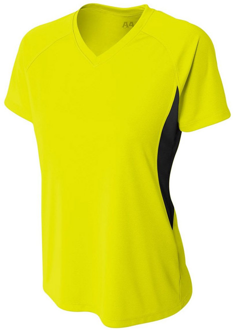 A4 Women's Cooling Performance Color Blocked V-Neck Jersey
