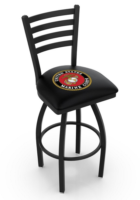 U.S. Marine Corps Swivel Bar Stool with Ladder Style Back