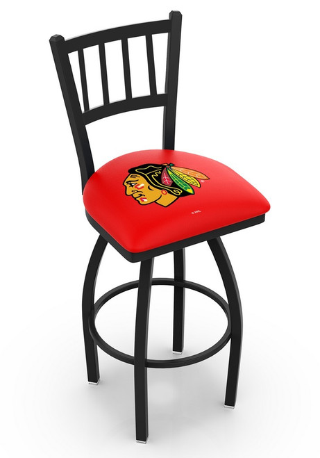 Chicago Blackhawks NHL Swivel Bar Stool with Jailhouse Style Back