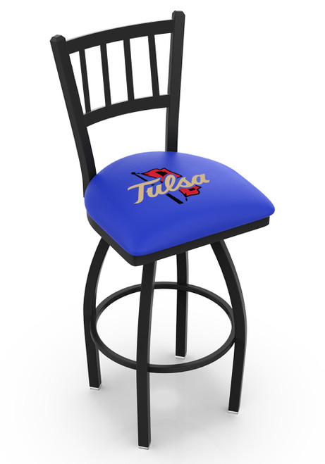 Tulsa Golden Hurricane Swivel Bar Stool with Jailhouse Style Back