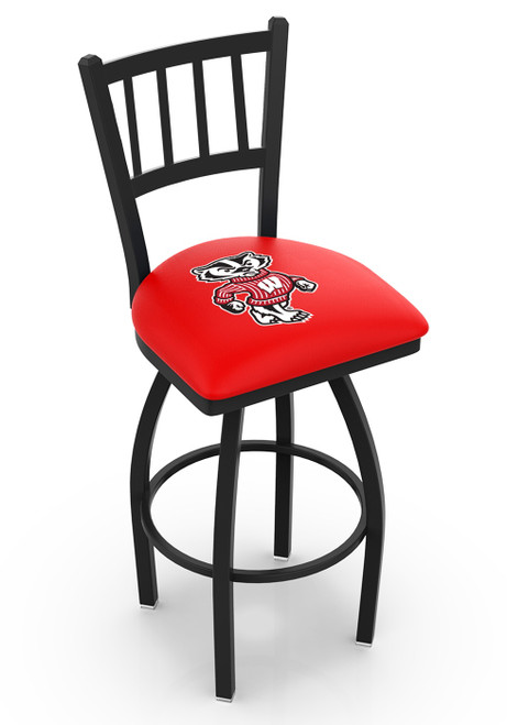 Wisconsin Badgers Swivel Bar Stool with Jailhouse Style Back