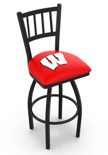 Wisconsin Badgers NCAA Swivel Bar Stool with Jailhouse Style Back