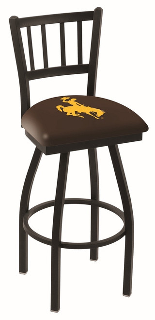 Wyoming Cowboys Swivel Bar Stool with Jailhouse Style Back