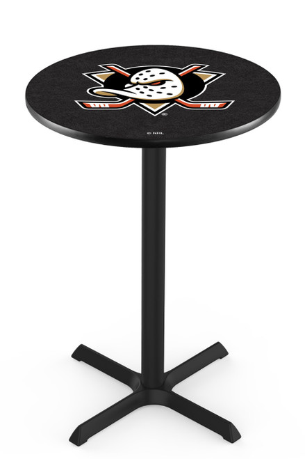 Anaheim Ducks Black Wrinkle Bar Table with Cross Base
