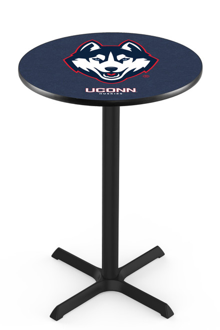 Connecticut Huskies Black Wrinkle Bar Table with Cross Base
