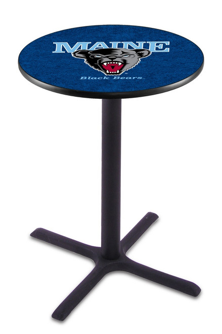 Maine Black Bears Black Wrinkle Bar Table with Cross Base