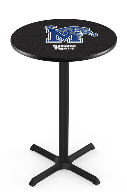 Memphis Tigers Black Wrinkle Bar Table with Cross Base