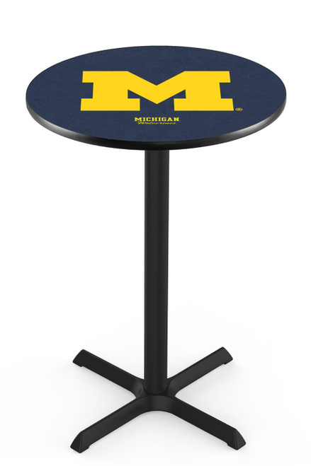 Michigan Wolverines Black Wrinkle Bar Table with Cross Base