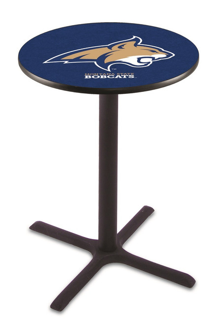 Montana State Bobcats Black Wrinkle Bar Table with Cross Base