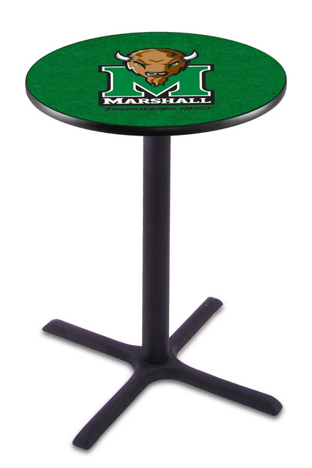 Marshall Thundering Herd Black Wrinkle Bar Table with Cross Base