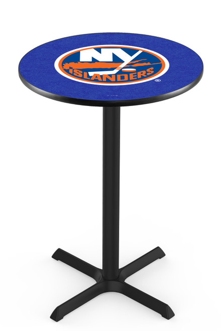 New York Islanders Black Wrinkle Bar Table with Cross Base
