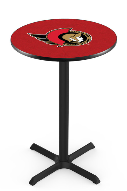 Ottawa Senators Black Wrinkle Bar Table with Cross Base