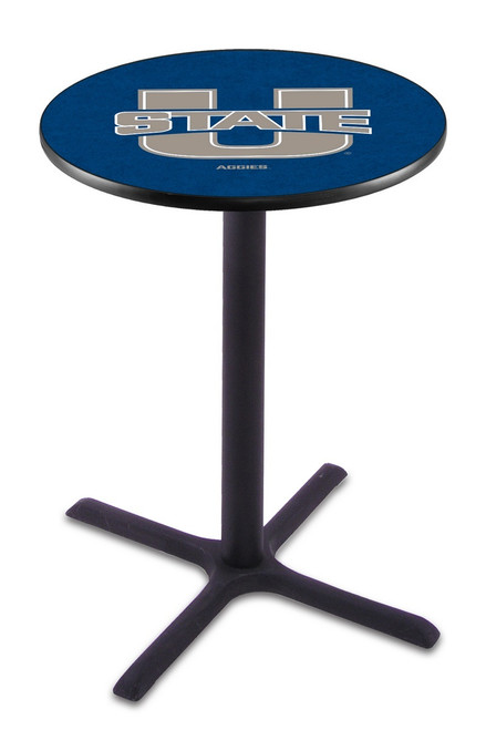 Utah State Aggies Black Wrinkle Bar Table with Cross Base