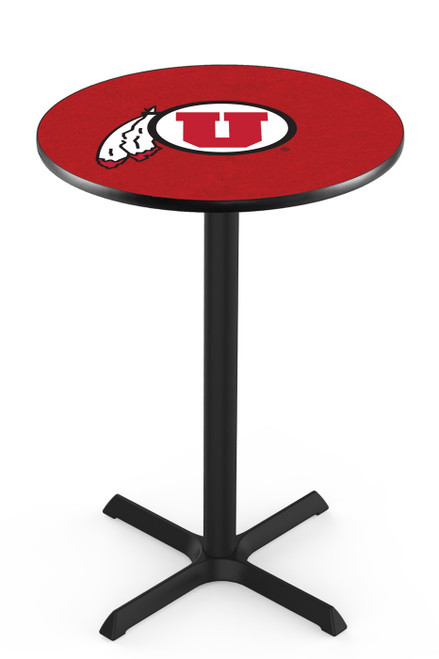 Utah Utes Black Wrinkle Bar Table with Cross Base