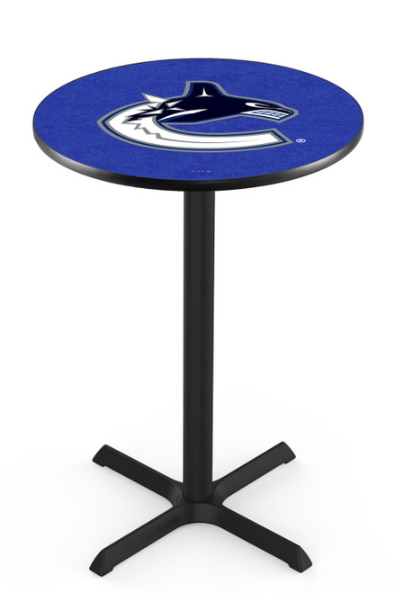 Vancouver Canucks Black Wrinkle Bar Table with Cross Base
