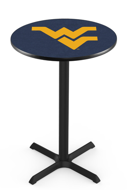 West Virginia Mountaineers Black Wrinkle Bar Table with Cross Base